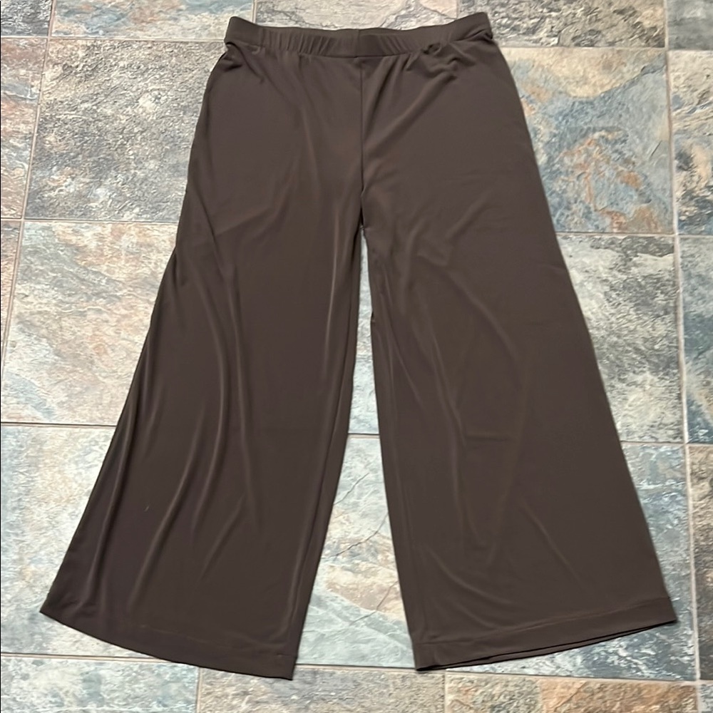 Chico's Brown Wide-Leg Pants with Elastic Waistband